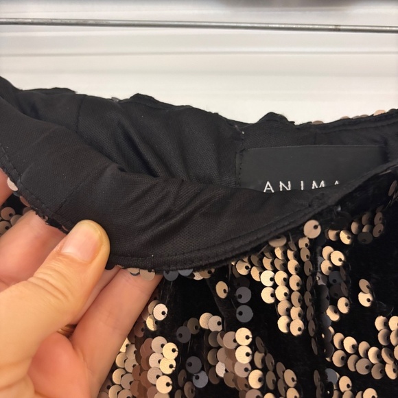 Animari Black and Gold Velvet Sequin Pants - Picture 5 of 9